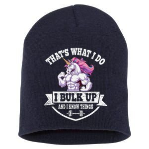 I Bulk Up Funny Unicorn Workout Training Short Acrylic Beanie