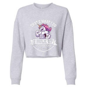 I Bulk Up Funny Unicorn Workout Training Cropped Pullover Crew