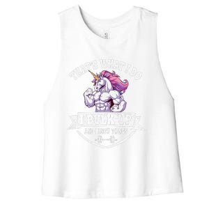 I Bulk Up Funny Unicorn Workout Training Women's Racerback Cropped Tank