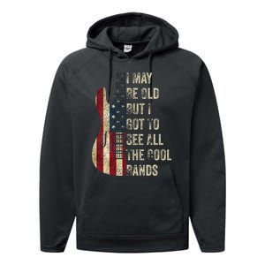 Ich Bin Vielleicht Alt Aber Ich Muss All Die Coolen Bands Sehen Guitar Performance Fleece Hoodie