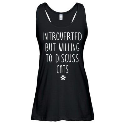 Introverted But Willing To Discuss Cats Ladies Essential Flowy Tank