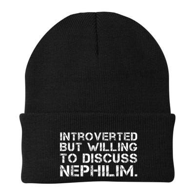 Introverted But Willing To Discuss Nephilim Funny Introverted Design Knit Cap Winter Beanie