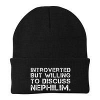 Introverted But Willing To Discuss Nephilim Funny Introverted Design Knit Cap Winter Beanie