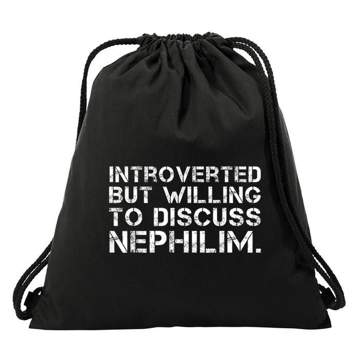 Introverted But Willing To Discuss Nephilim Funny Introverted Design Drawstring Bag
