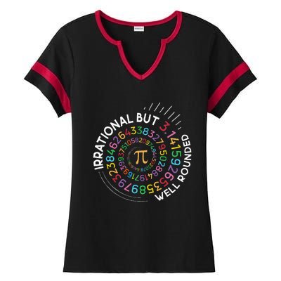 Irrational But Well Rounded Pi Day Math Teacher Ladies Halftime Notch Neck Tee