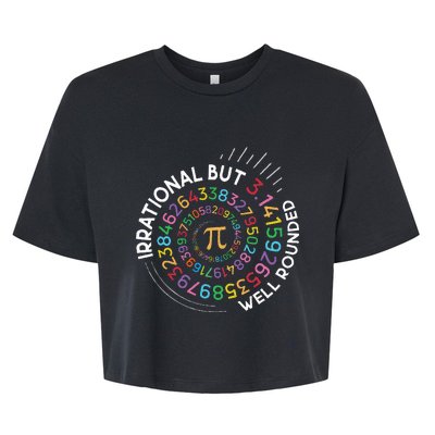 Irrational But Well Rounded Pi Day Math Teacher Bella+Canvas Jersey Crop Tee