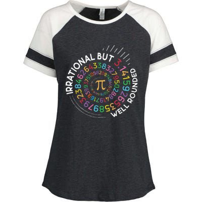 Irrational But Well Rounded Pi Day Math Teacher Enza Ladies Jersey Colorblock Tee