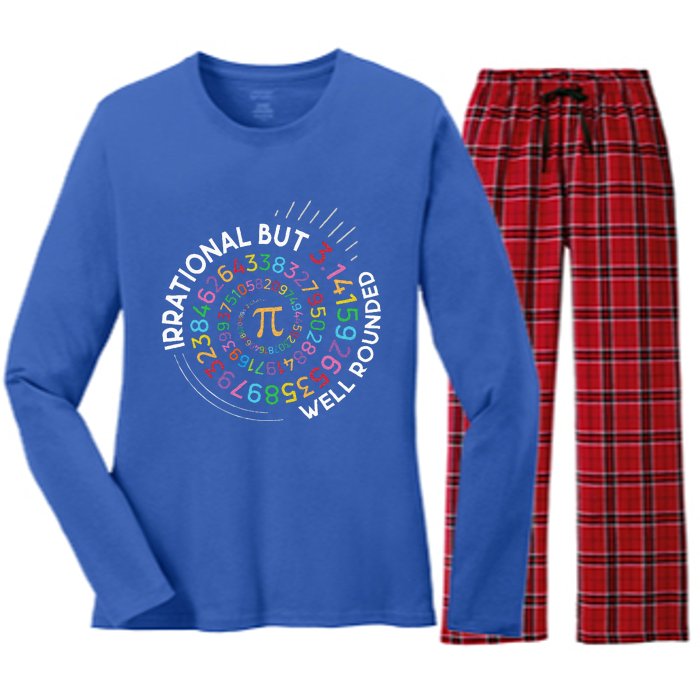 Irrational But Well Rounded Pi Day Math Teacher Women's Long Sleeve Flannel Pajama Set 