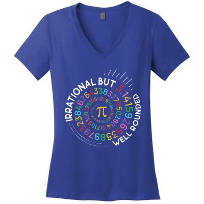 Irrational But Well Rounded Pi Day Math Teacher Women's V-Neck T-Shirt