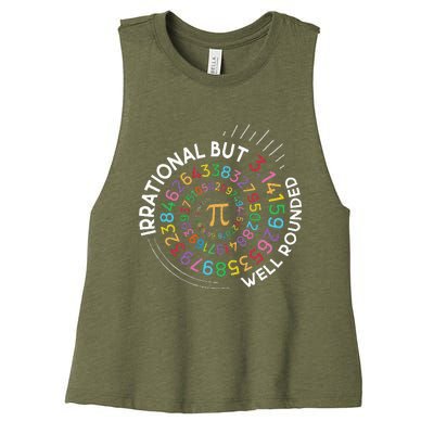 Irrational But Well Rounded Pi Day Math Teacher Women's Racerback Cropped Tank