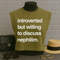 Introverted But Willing To Discuss Nephilim Garment-Dyed Women's Muscle Tee