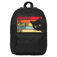 Introverted But Willing To Discuss Cats Vintage Cat Lover 16 in Basic Backpack