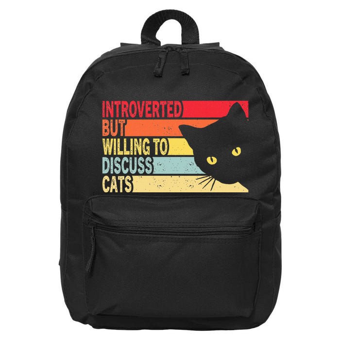 Introverted But Willing To Discuss Cats Vintage Cat Lover 16 in Basic Backpack