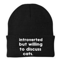 Introverted But Willing To Discuss Cats Funny Cat Lover Knit Cap Winter Beanie