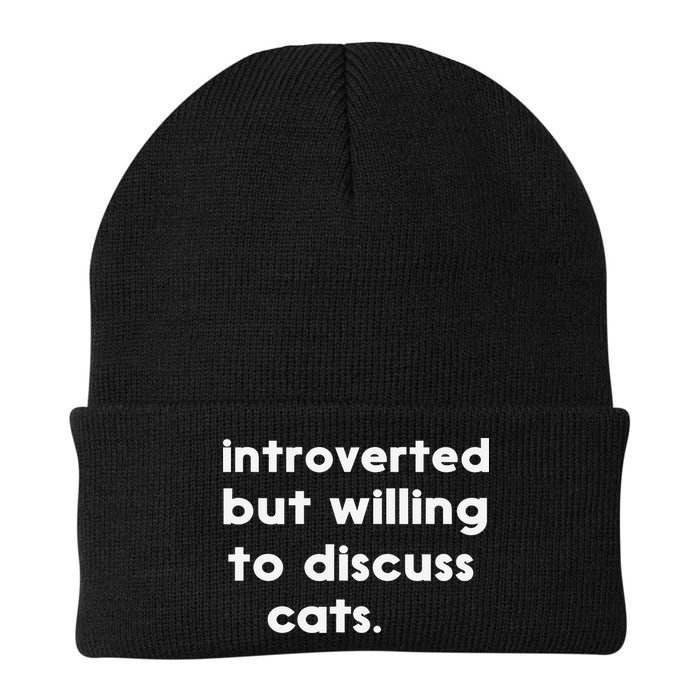 Introverted But Willing To Discuss Cats Funny Cat Lover Knit Cap Winter Beanie