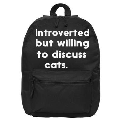 Introverted But Willing To Discuss Cats Funny Cat Lover 16 in Basic Backpack