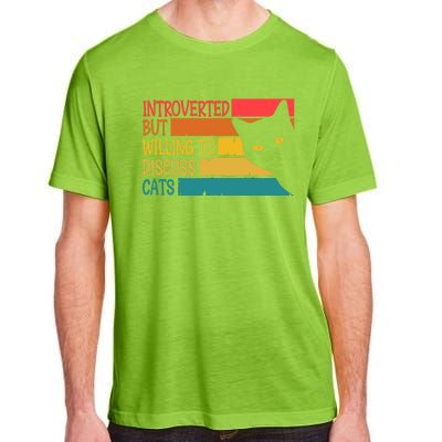 Introverted But Willing To Discuss Cats Funny Cats Lover Gift Adult ChromaSoft Performance T-Shirt