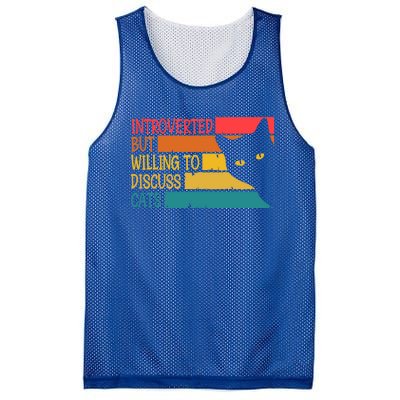 Introverted But Willing To Discuss Cats Funny Cats Lover Gift Mesh Reversible Basketball Jersey Tank