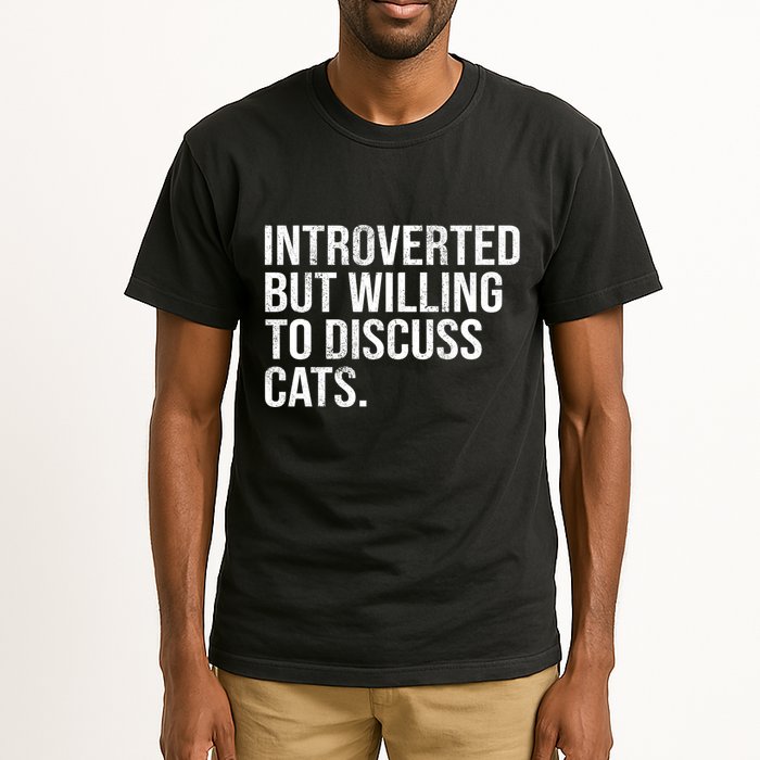 Introverted But Willing To Discuss Cats Introverts Tall T-Shirt