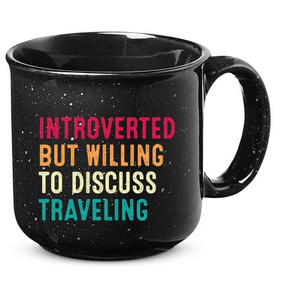 Introverted But Willing To Discuss Traveling Retro Vintage 15oz Campfire Ceramic Mug
