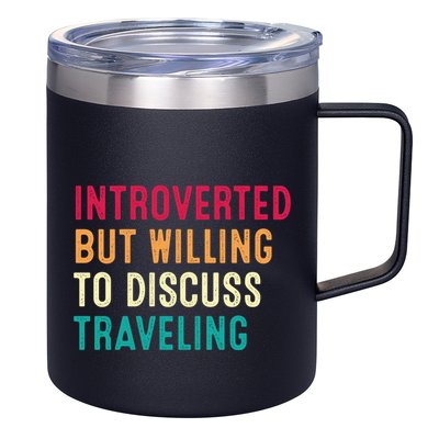 Introverted But Willing To Discuss Traveling Retro Vintage 12oz Stainless Steel Coffee Mug