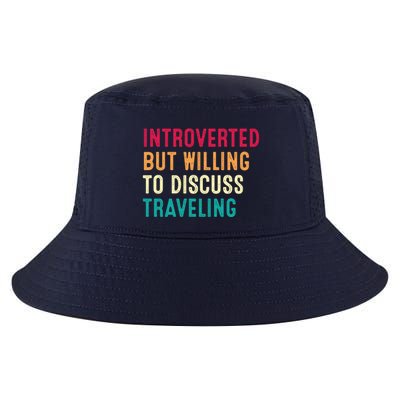 Introverted But Willing To Discuss Traveling Retro Vintage Cool Comfort Performance Bucket Hat