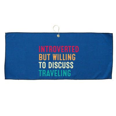 Introverted But Willing To Discuss Traveling Retro Vintage Large Microfiber Waffle Golf Towel