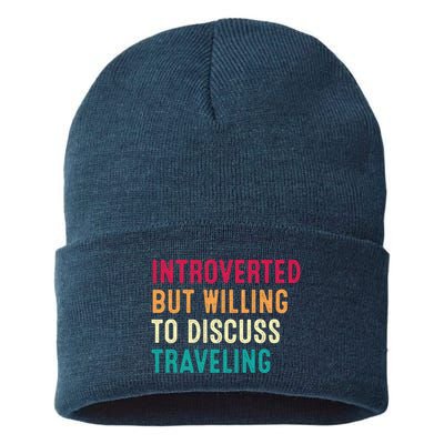 Introverted But Willing To Discuss Traveling Retro Vintage Sustainable Knit Beanie