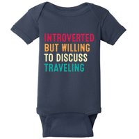 Introverted But Willing To Discuss Traveling Retro Vintage Baby Bodysuit