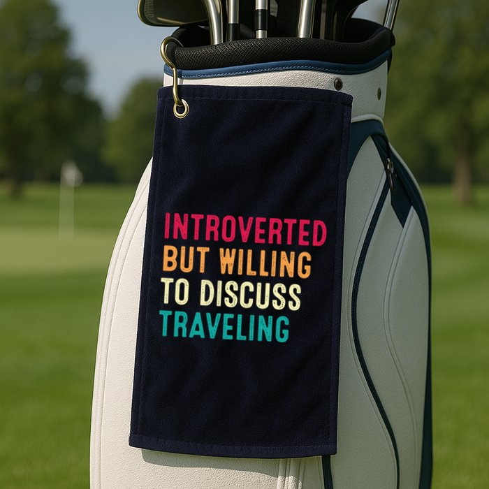 Introverted But Willing To Discuss Traveling Retro Vintage Golf Towel