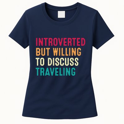 Introverted But Willing To Discuss Traveling Retro Vintage Womens T-Shirt