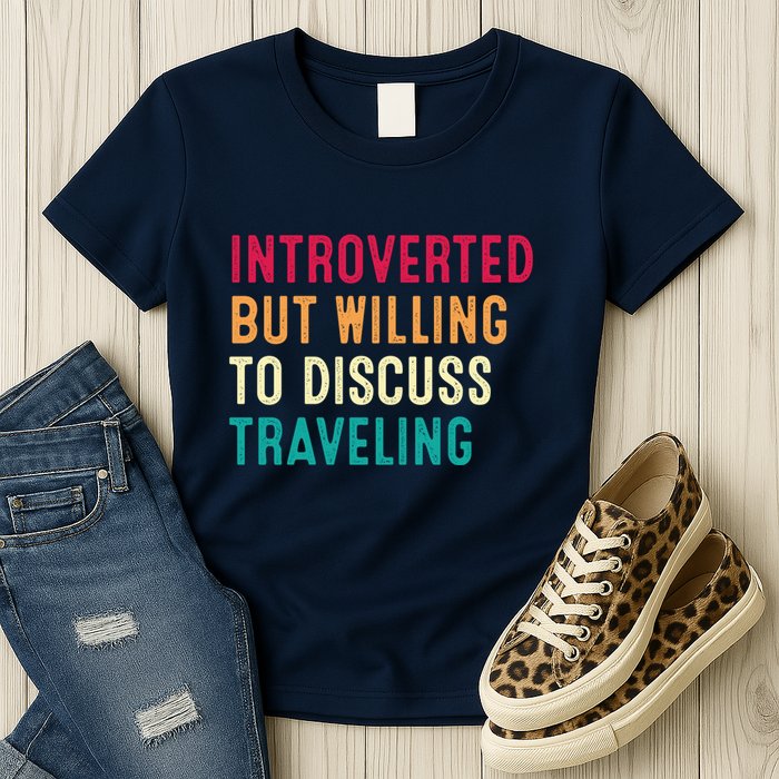 Introverted But Willing To Discuss Traveling Retro Vintage Womens T-Shirt