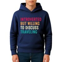 Introverted But Willing To Discuss Traveling Retro Vintage Kids Hoodie