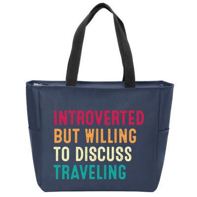 Introverted But Willing To Discuss Traveling Retro Vintage Zip Tote Bag