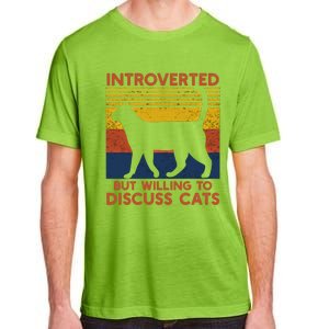 Introverted But Willing To Discuss Cats Funny Introverts Funny Gift Adult ChromaSoft Performance T-Shirt