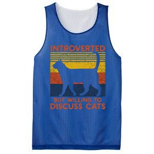 Introverted But Willing To Discuss Cats Funny Introverts Funny Gift Mesh Reversible Basketball Jersey Tank