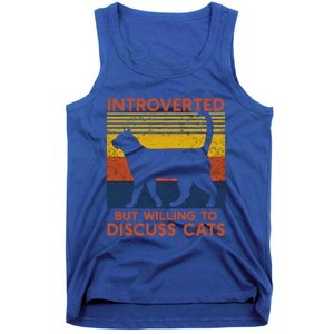 Introverted But Willing To Discuss Cats Funny Introverts Funny Gift Tank Top