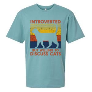 Introverted But Willing To Discuss Cats Funny Introverts Funny Gift Sueded Cloud Jersey T-Shirt