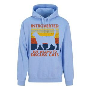 Introverted But Willing To Discuss Cats Funny Introverts Funny Gift Unisex Surf Hoodie