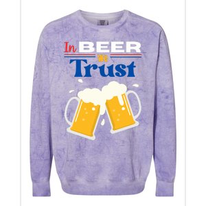 In Beer We Trust 4th Of July Colorblast Crewneck Sweatshirt