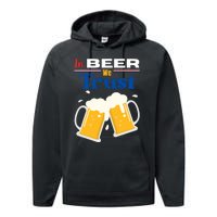 In Beer We Trust 4th Of July Performance Fleece Hoodie