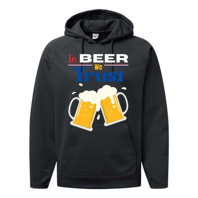 In Beer We Trust 4th Of July Performance Fleece Hoodie