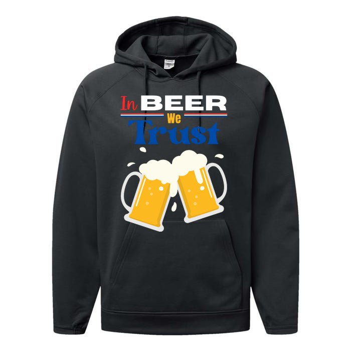 In Beer We Trust 4th Of July Performance Fleece Hoodie