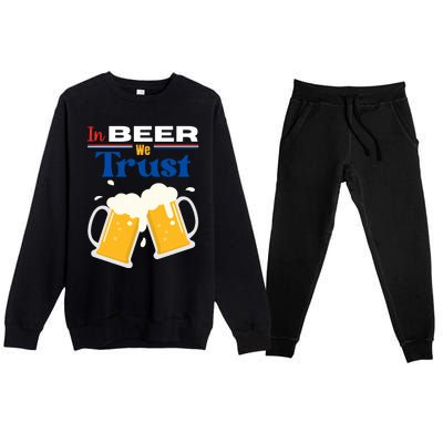 In Beer We Trust 4th Of July Premium Crewneck Sweatsuit Set