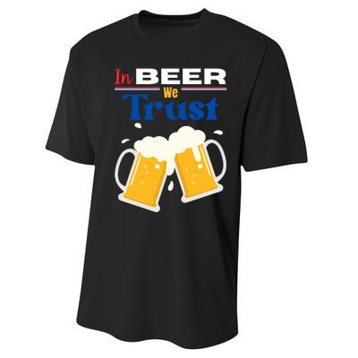 In Beer We Trust 4th Of July Performance Sprint T-Shirt