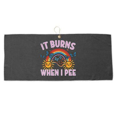 It Burns When I Pee Sun Rainbow  Large Microfiber Waffle Golf Towel
