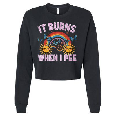 It Burns When I Pee Sun Rainbow  Cropped Pullover Crew