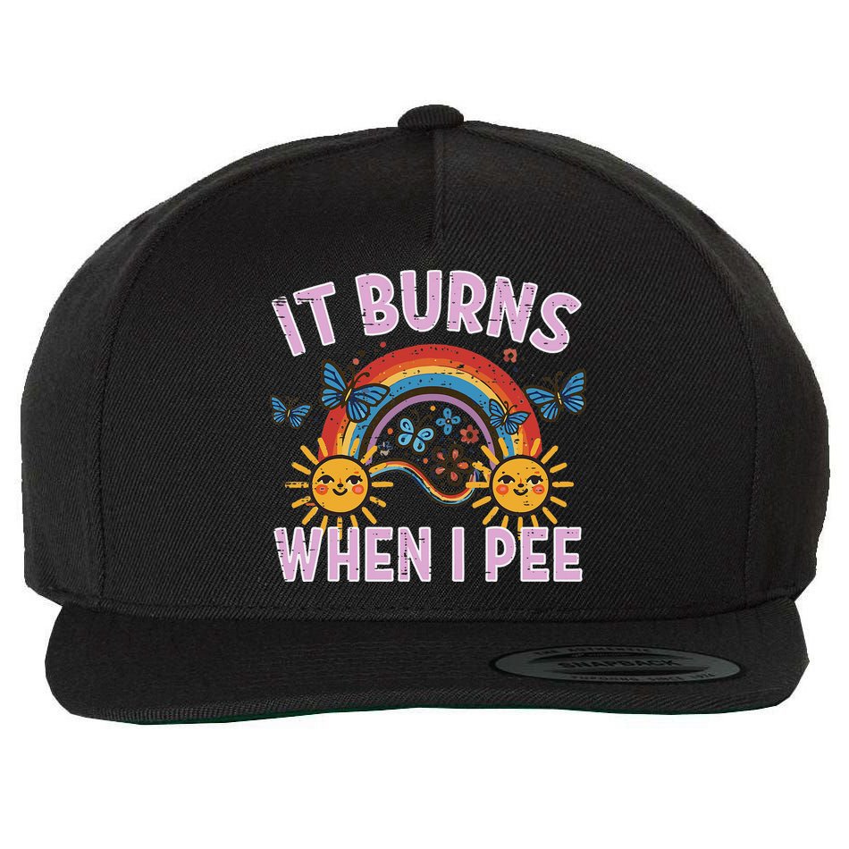 It Burns When I Pee Sun Rainbow  Wool Snapback Cap