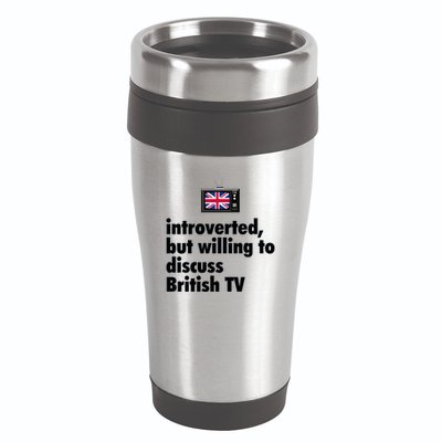 Introverted But Willing To Discuss British TV 16oz Travel Tumbler