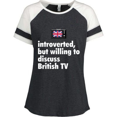 Introverted But Willing To Discuss British TV Enza Ladies Jersey Colorblock Tee